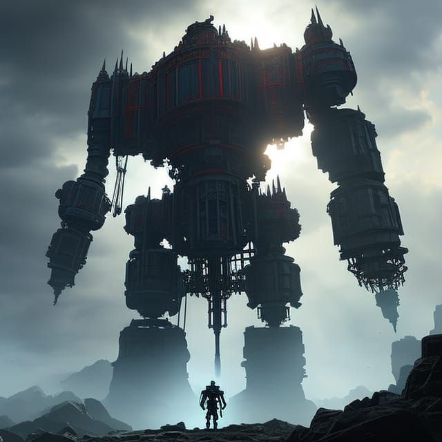 Magical Mechanical Golem: Hyperdetailed Matte Painting