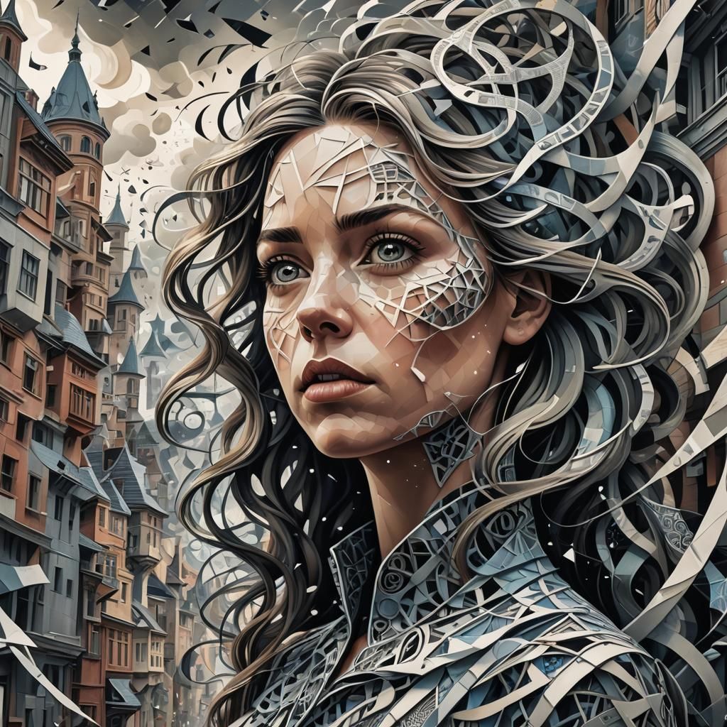 Fractured Sky: Surrealism in a Crowded City