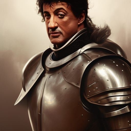 Stallone as Sicilian Knight: Art Nouveau Portrait