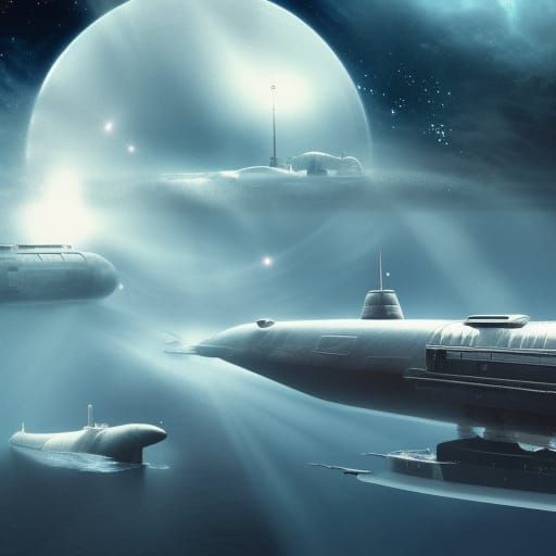 Submarines Explore Space: Epic Digital Matte Painting