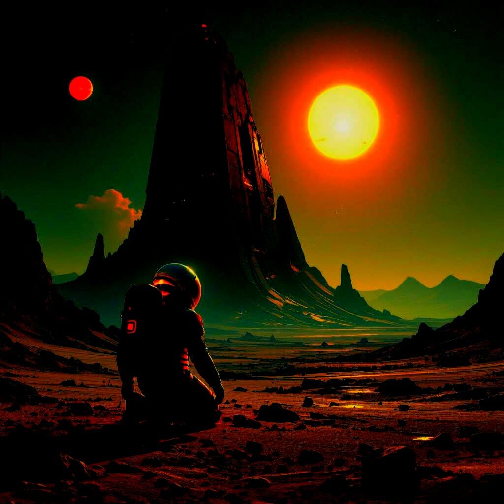 Astronaut Crawls From Wreckage on Alien Planet