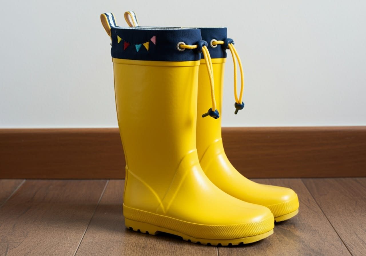 Vibrant Yellow Rain Boots Adorned with Embroidered Designs