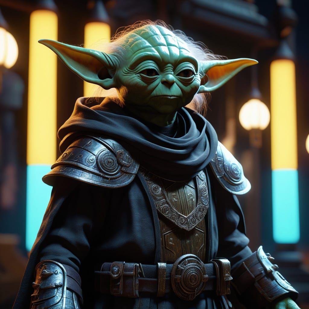 Cybergoth Yoda in Reflective Mirrors