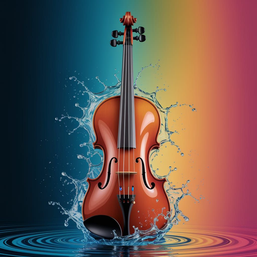 Violin Made of Rippling Water Waves