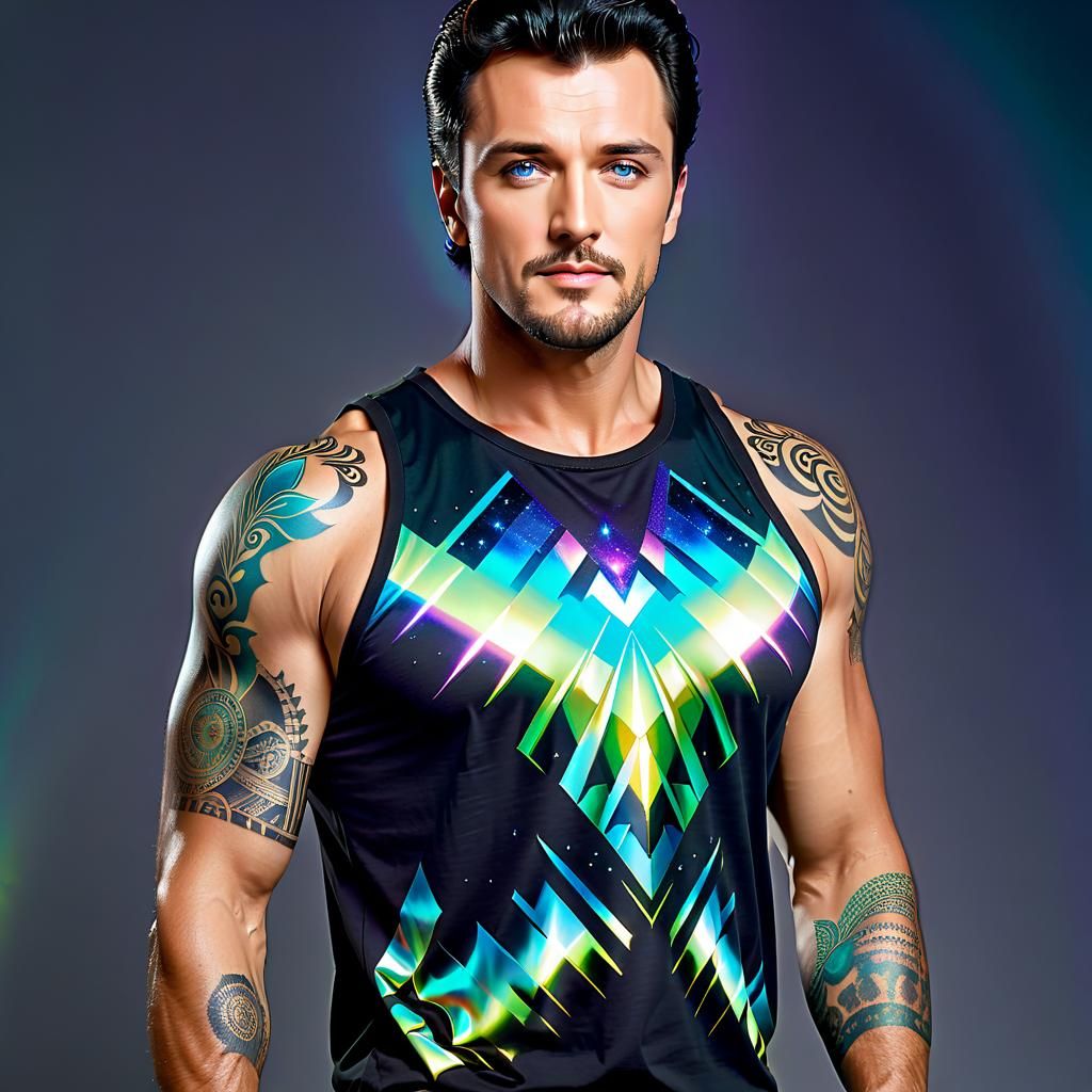 Magic and handsome man with tattoos