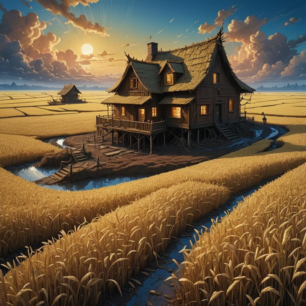 Surreal Chocolate Field Fantasy Landscape