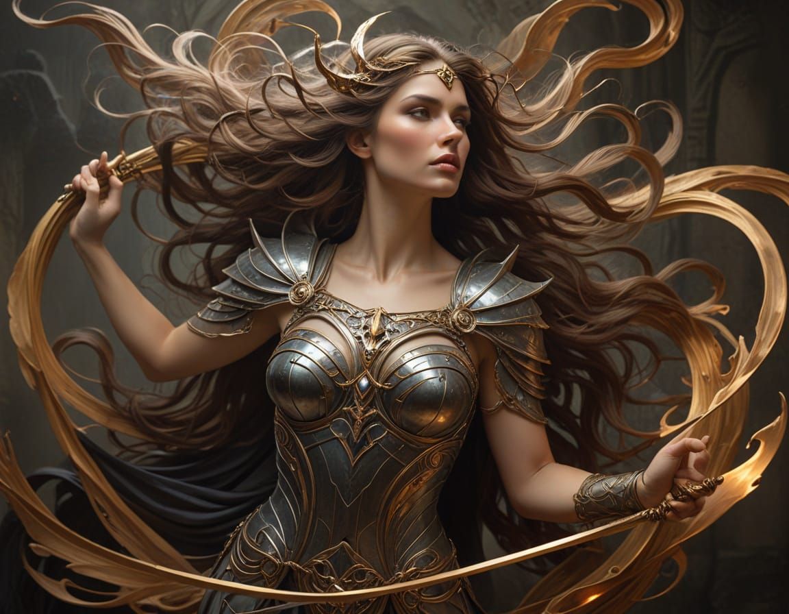 Valkiria Warrior in Elegant Art Nouveau Style