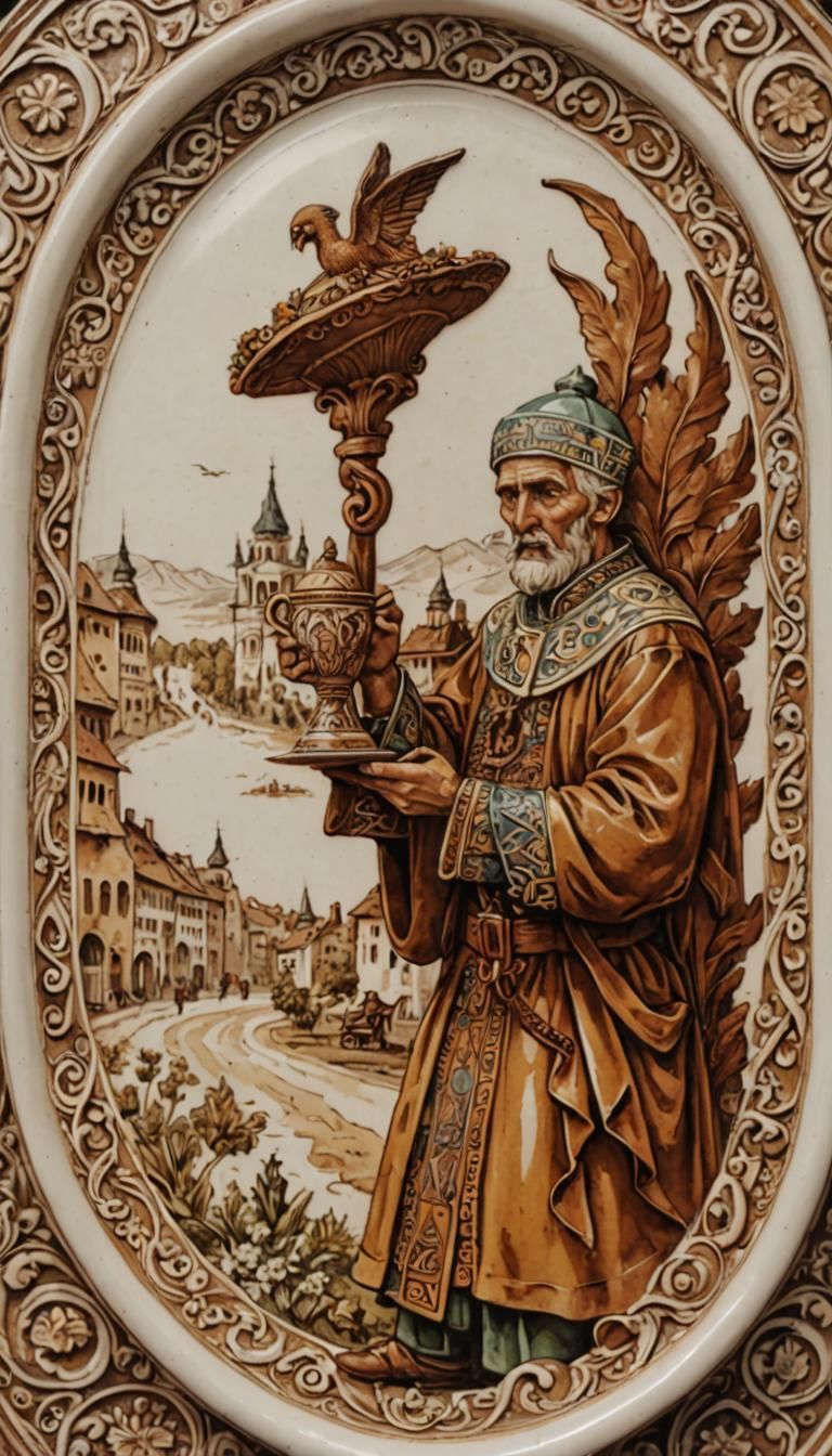 Romanian Ceramic Cup with Infinity Column in Foam