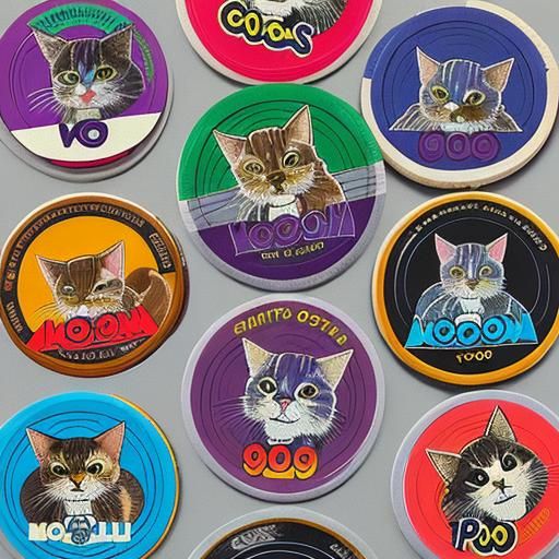 Pogs with Cats: 90s Illustration Art