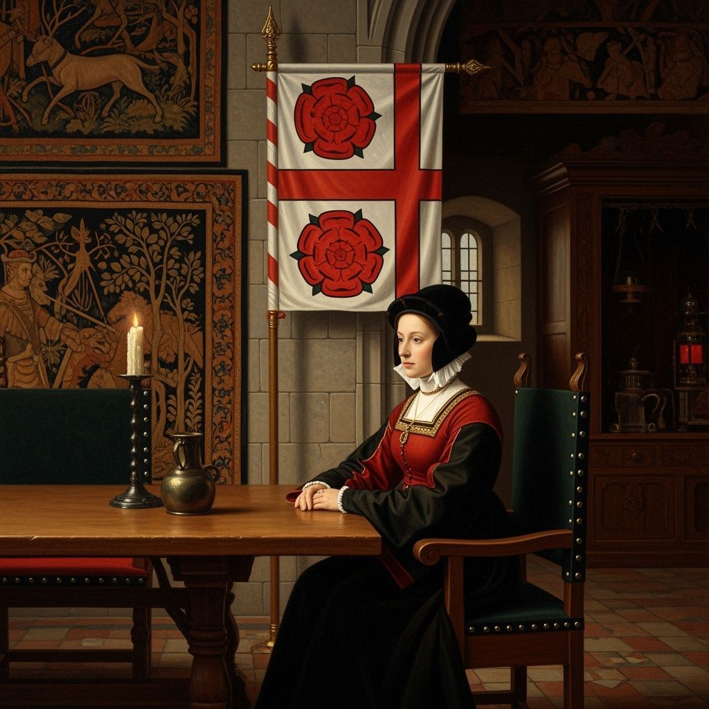 Medieval Noblewoman in Candlelit Chamber, Oil Painting Style