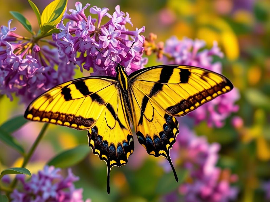 Majestic Tiger Swallowtail Butterfly in Vibrant Bloom