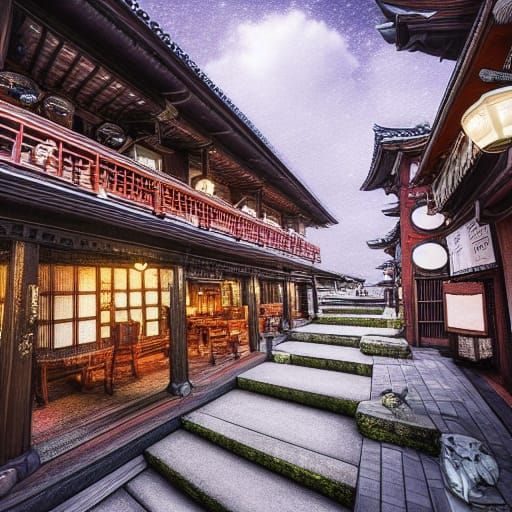 Japanese Seaside Tavern in Rococo Style