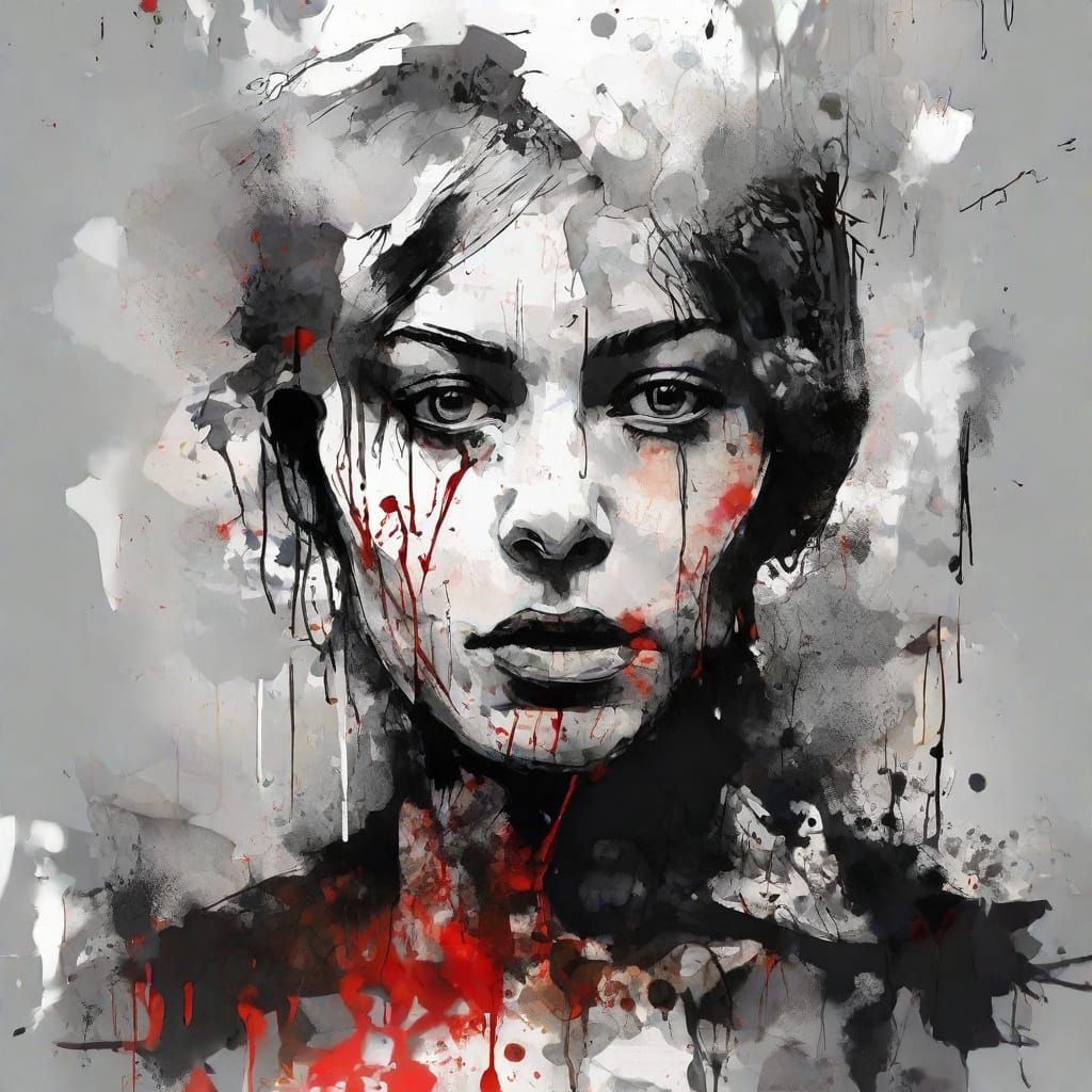 Ink Splatter Portrait in Abstract Style