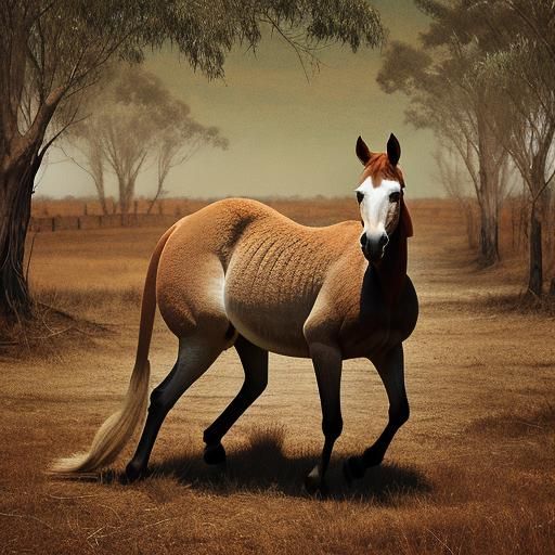 Horse Kangaroo Hybrid Creature in Photo