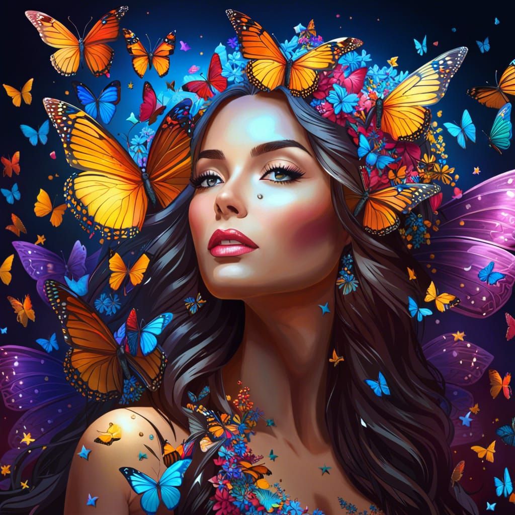 Butterfly Woman Portrait in Hyperdetailed Style