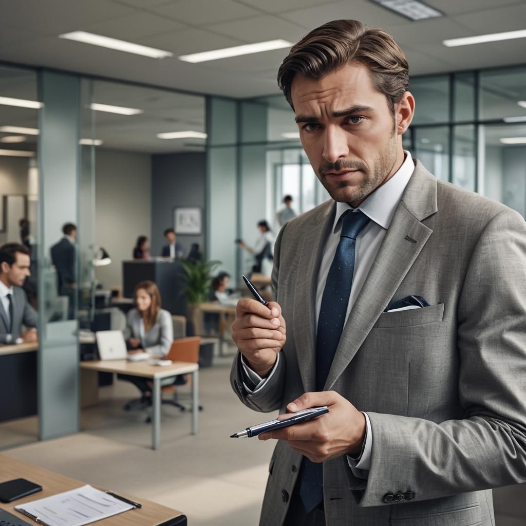 Persuasive Businessman in Modern Office