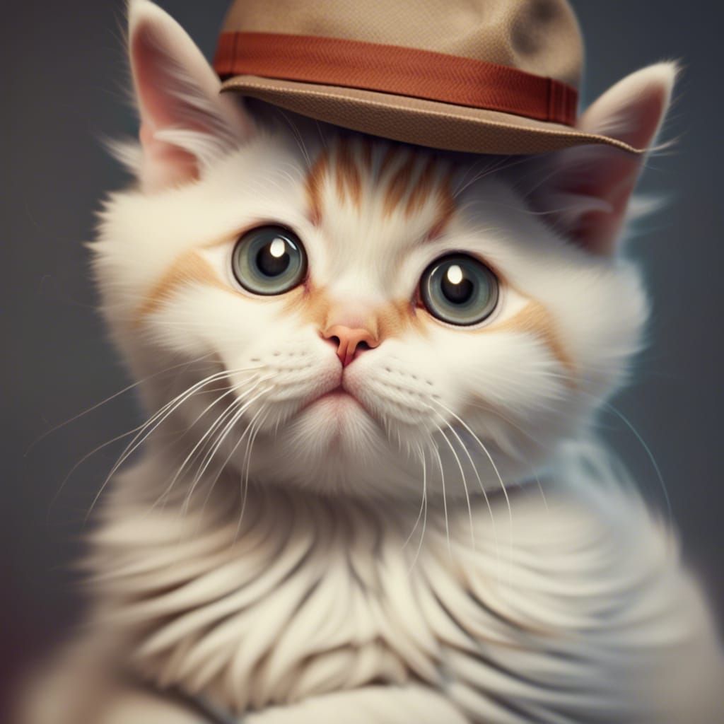 Cute Cat Wearing a Hat