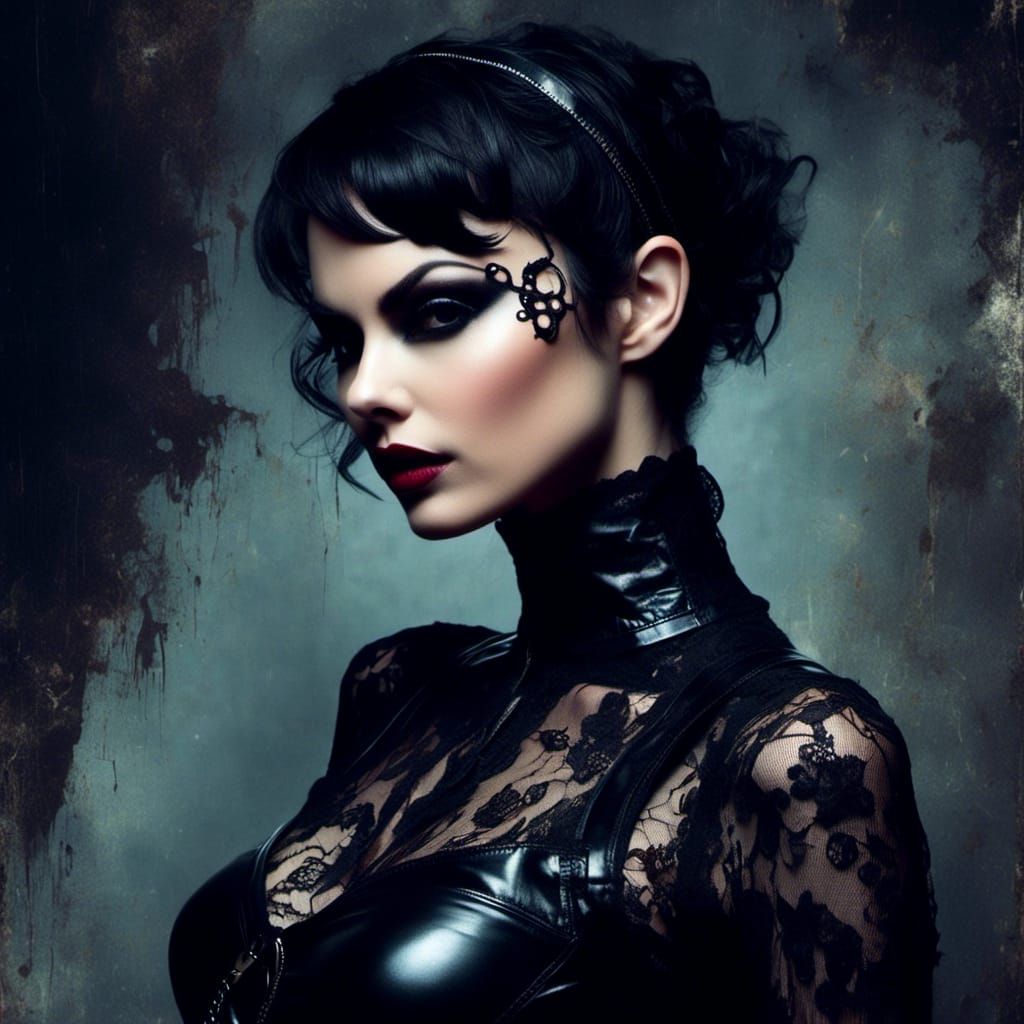 Gothic Catwoman in Latex Costume