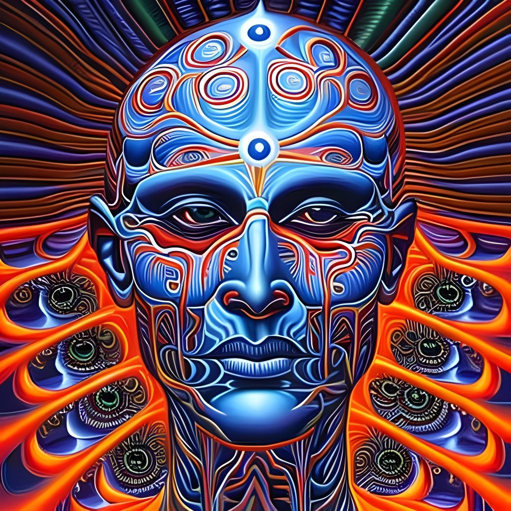 Surreal Portrait of Pain in Visionary Art Style