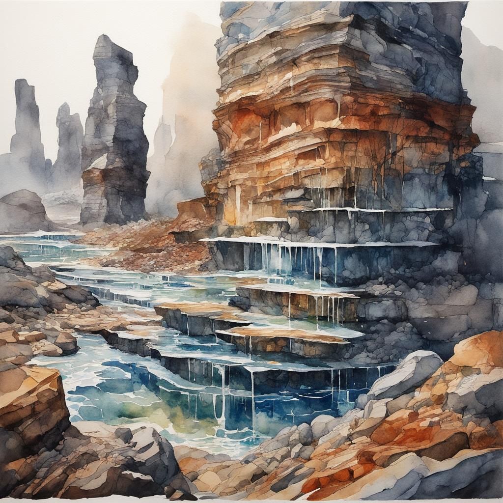 Abstract Watercolor Art Inspired by Natural Sediments