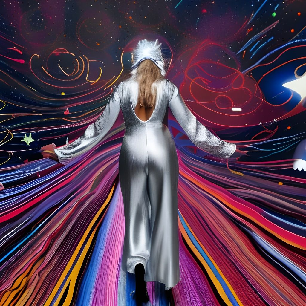 Woman in Silver Suit on Frozen Planet, Art Deco