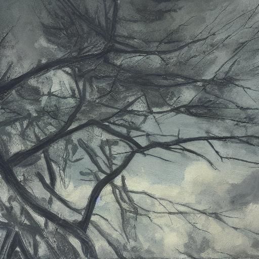 Fleeing Animals in Dark Expressionist Oil Painting