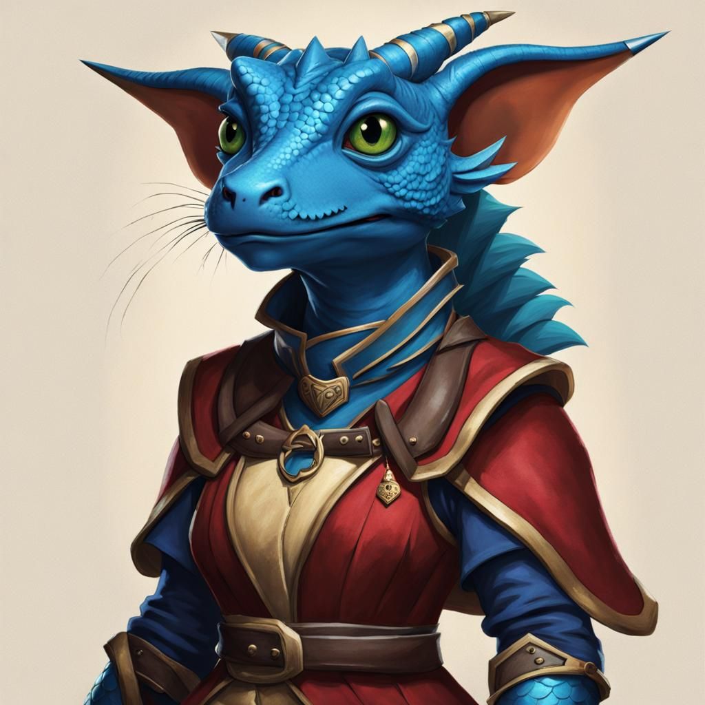 Blue Kobold Mage: A Humorous AI Portrait
