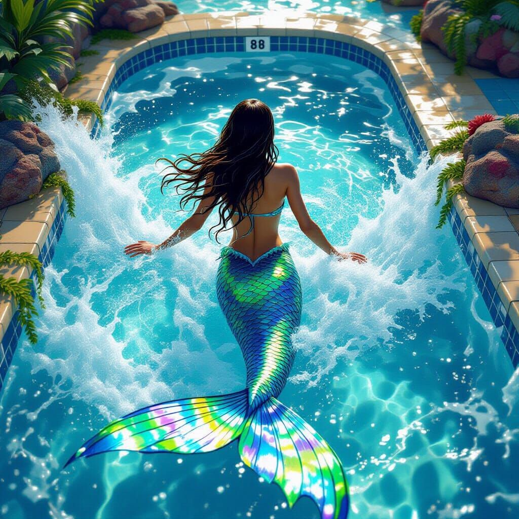Mermaid in Olympic Pool: Fantasy Concept Art