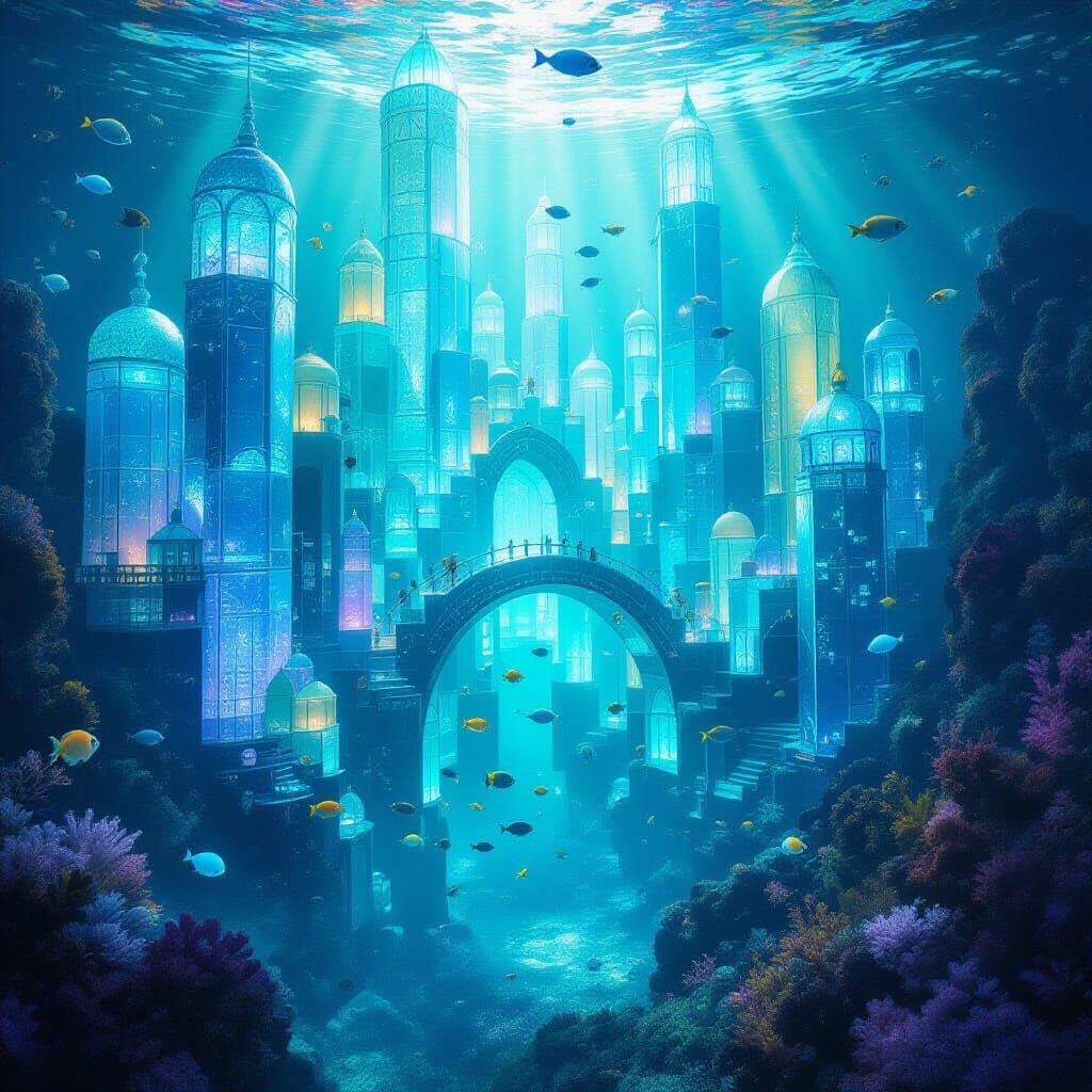 Ethereal Underwater City of Sea Glass