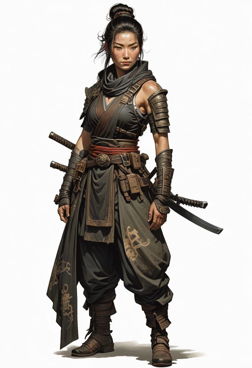 Heroic Japanese Ronin in Dark Elegance
