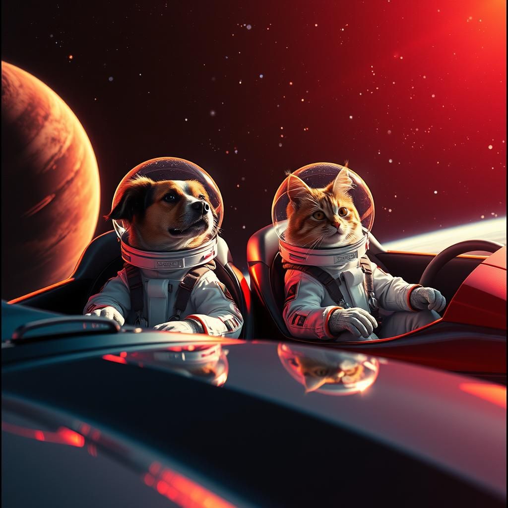 Dog and Cat in Space: Retro-Futuristic Adventure