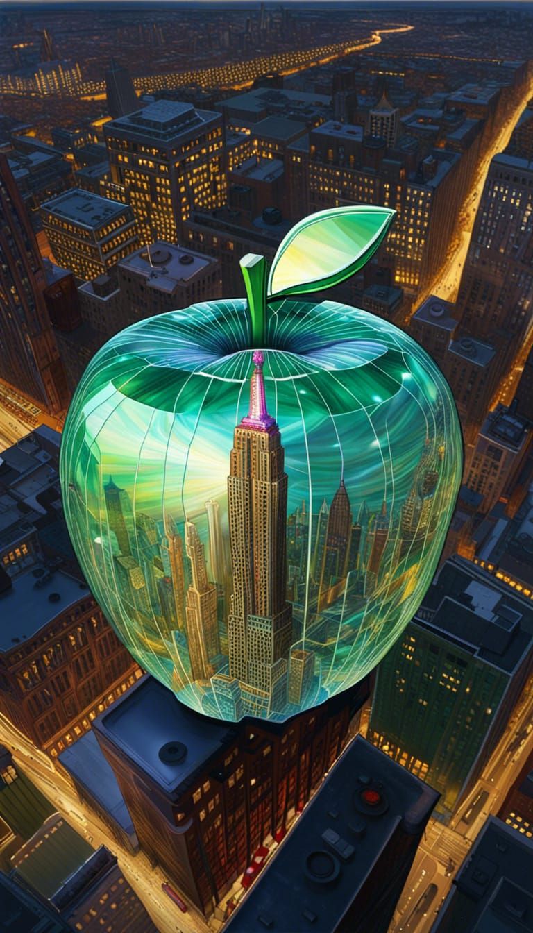 Exploding Glass Apple on Empire State Building