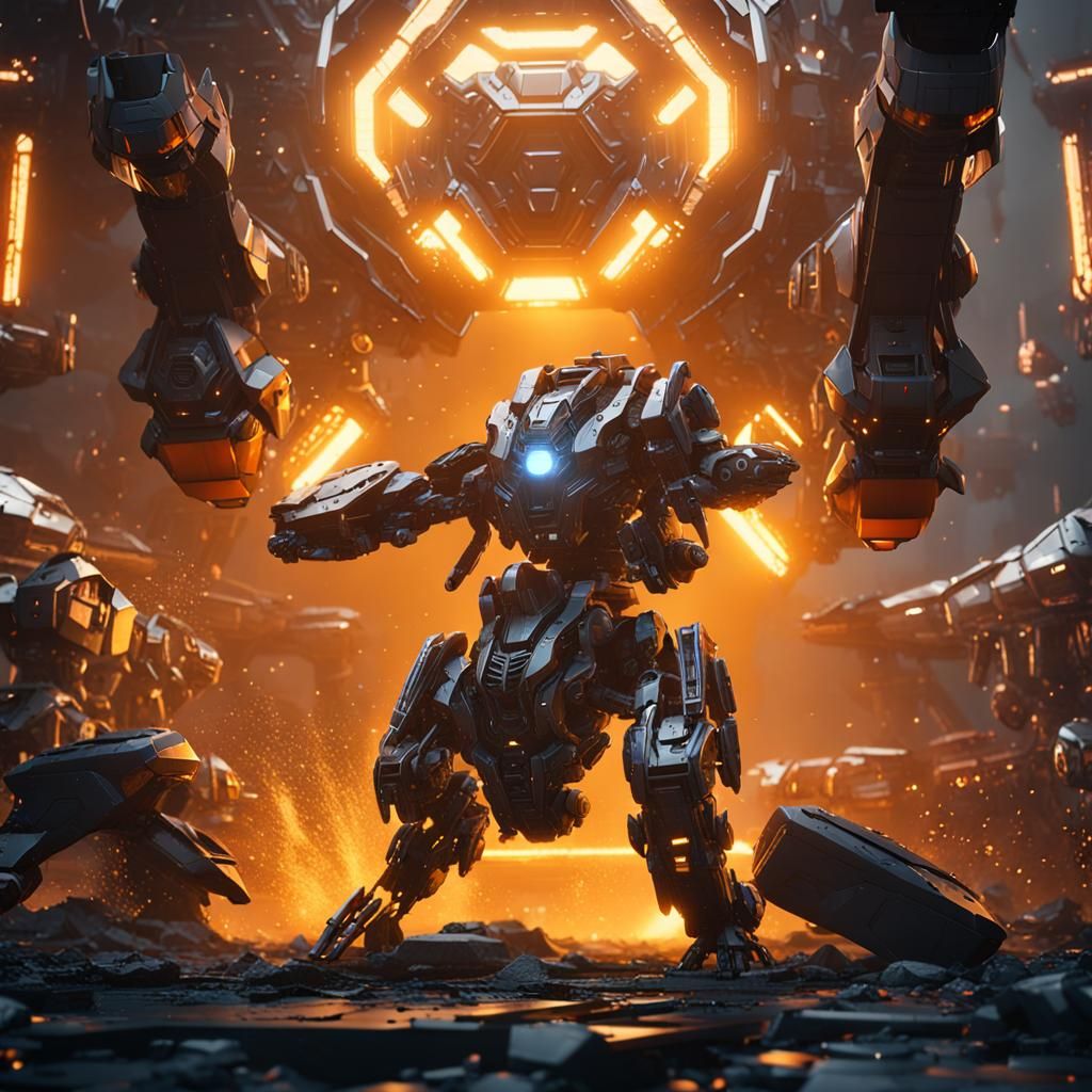 Epic Sci-Fi Mech Fight in Cinematic Style