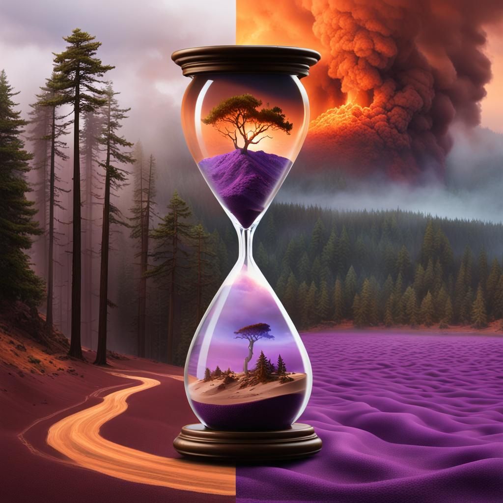 Hourglass with Elemental Forces: Digital Art