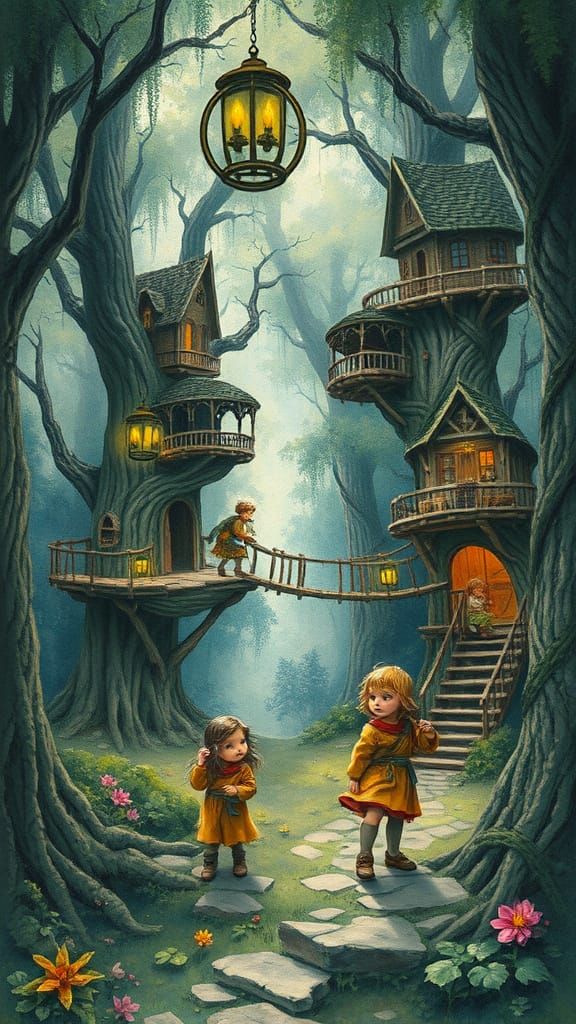 Children's Whimsical Forest Home in Treehouses