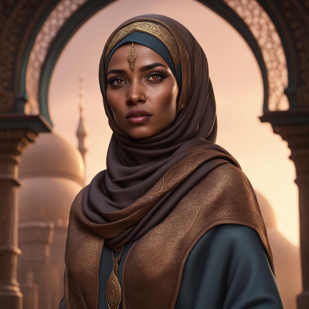 Muslim Woman Portrait in Detailed Matte Painting
