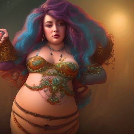 Fat Princess Portrait in Detailed Fantasy Art Style