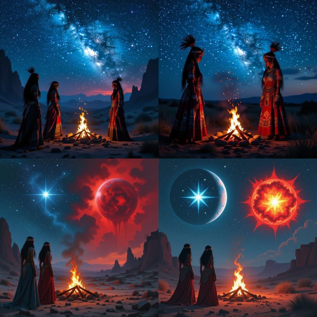 Gothic Apocalyptic Universe with Tribal Figures