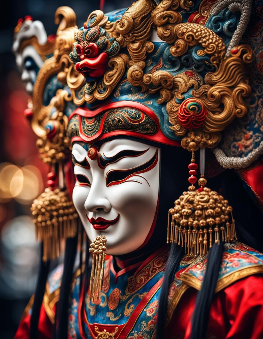 Intricate Beijing Opera Goddess Mask in HDR