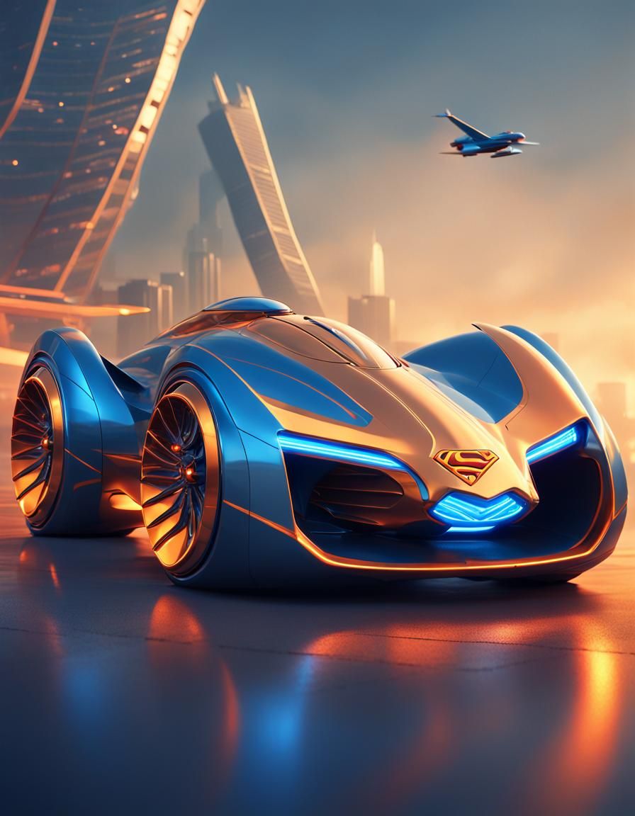 Futuristic Art Deco Car with Superman Symbol