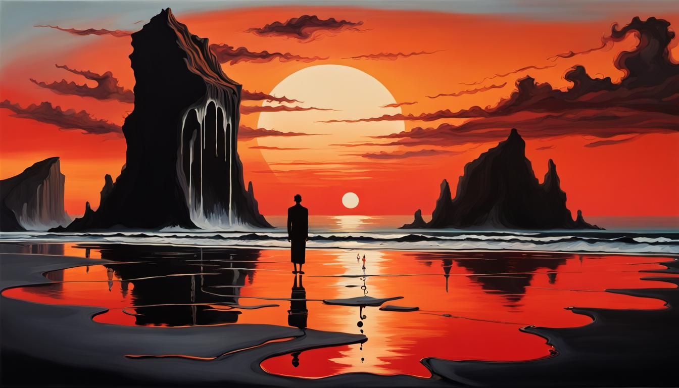 Surreal Vermillion Sunset on Black Sand Beach