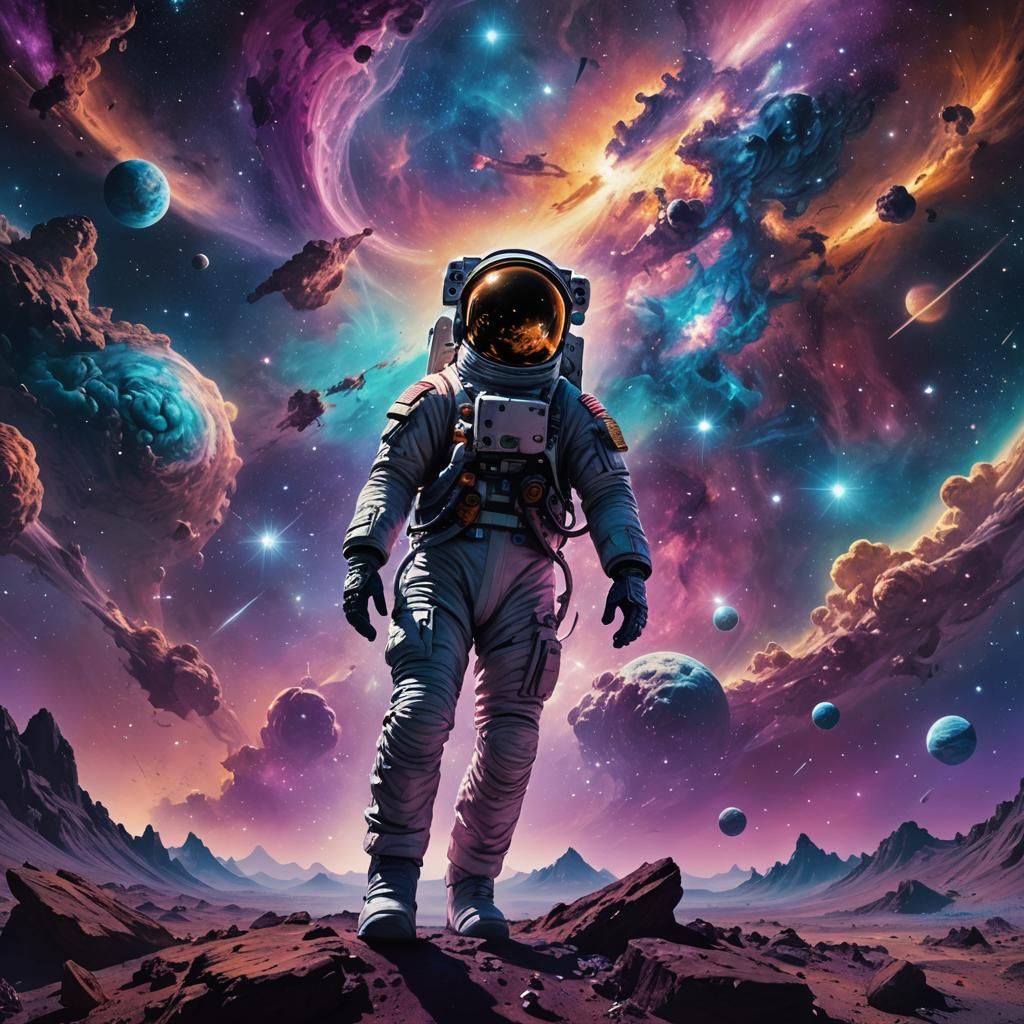 Astronaut in Cosmic Dream: Surreal Space Art