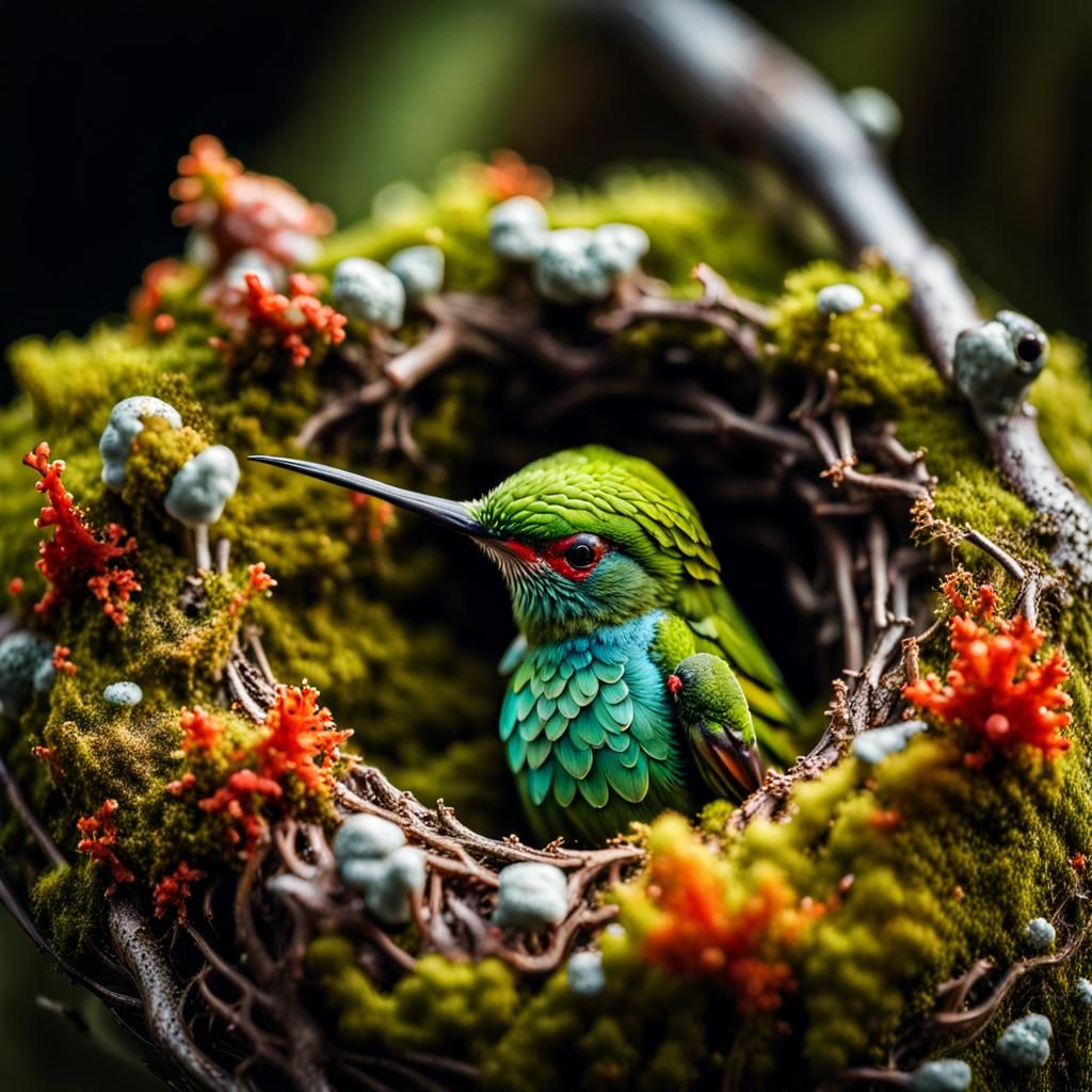 Teacup Hummingbird Nest Macro Photograph in 8K