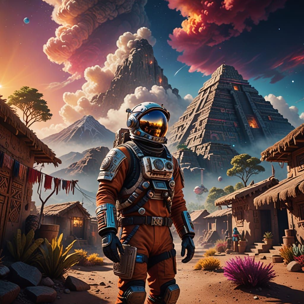 Astronaut Meets Aztec Tribe in Mountain Village