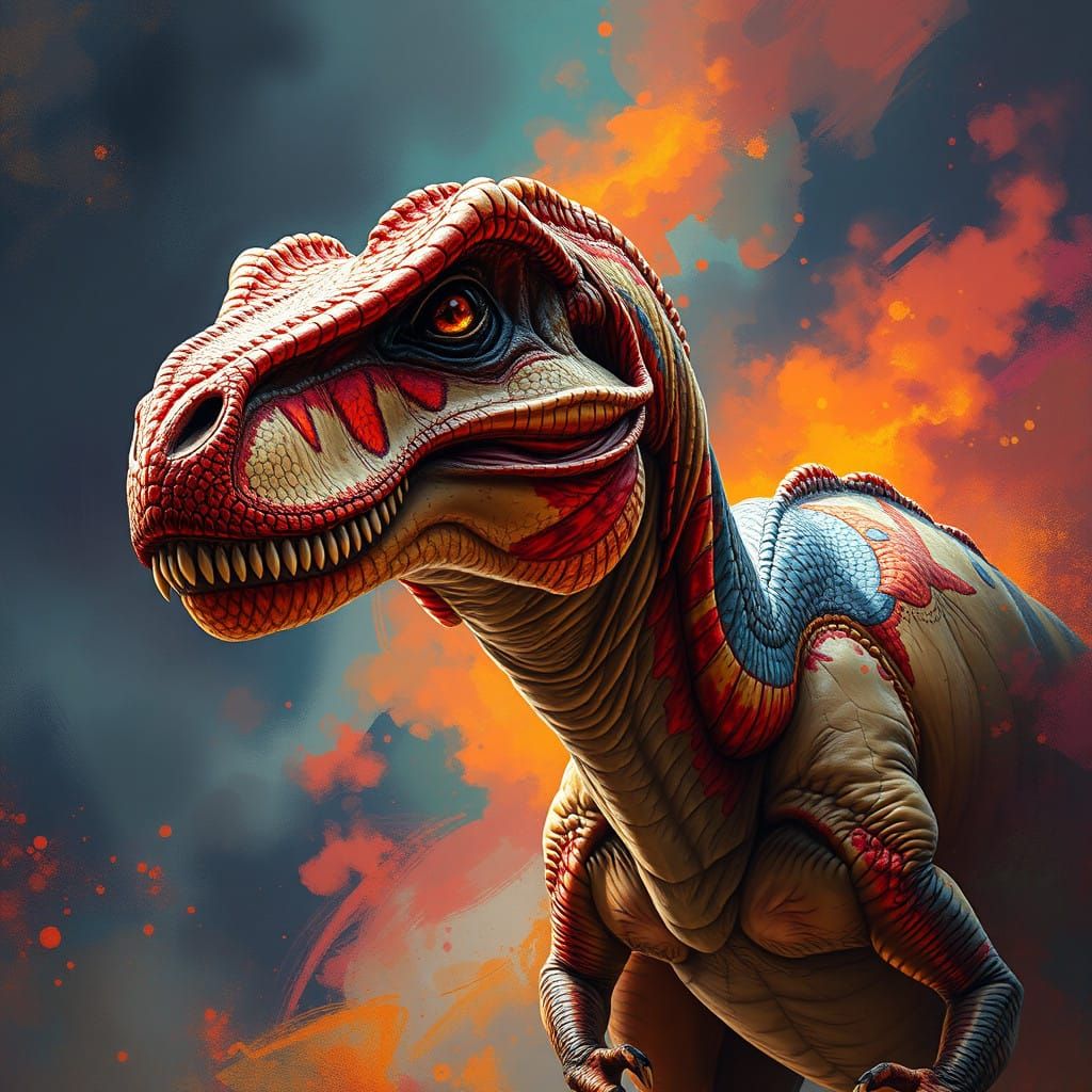 Surreal Dinosaur Reimagined in Hyperrealistic Fantasy Style