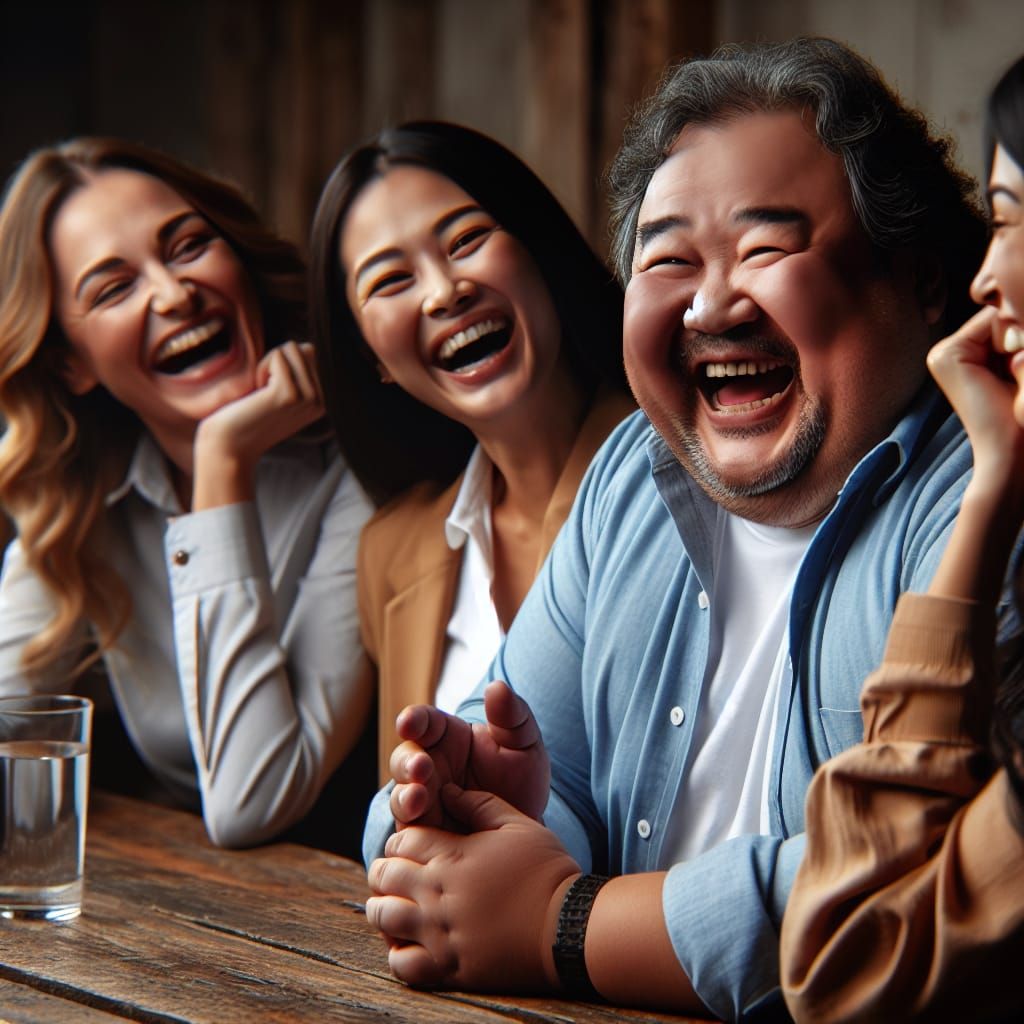 Jovial Man Sharing Humorous Stories with Friends