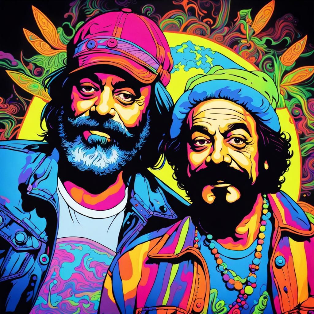 Cheech and Chong Black Light Art