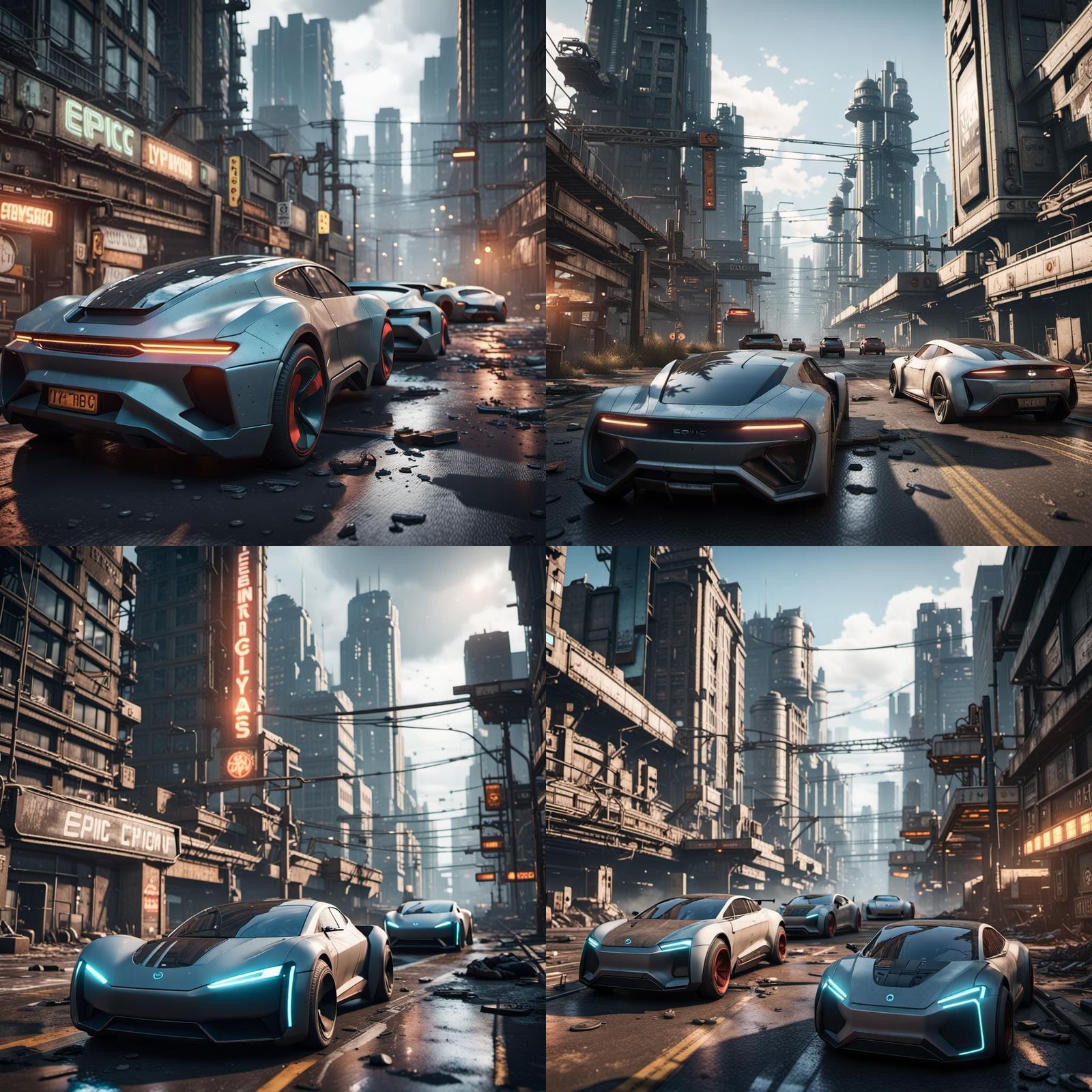 Dystopian Metropolis in 3D Game Cinematic Style