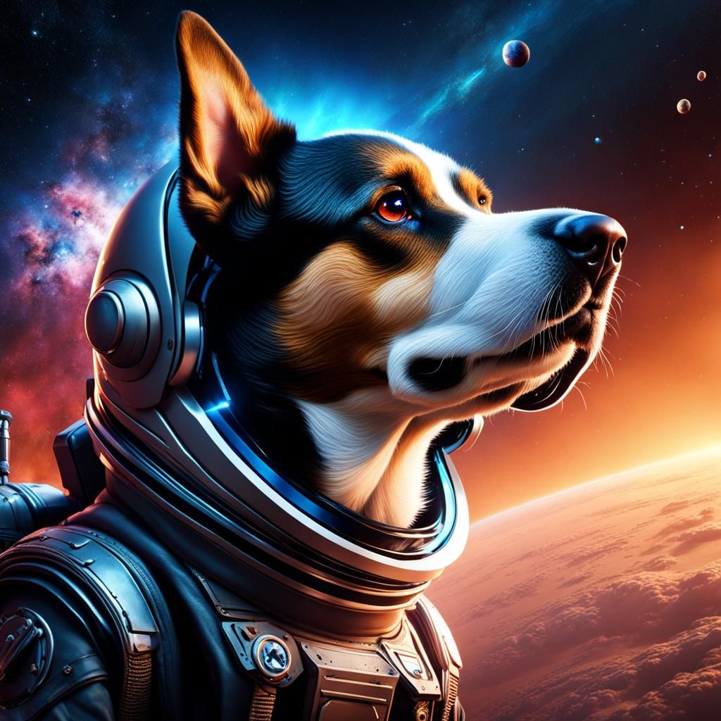 Dog in Space: Detailed Fantasy Concept Art