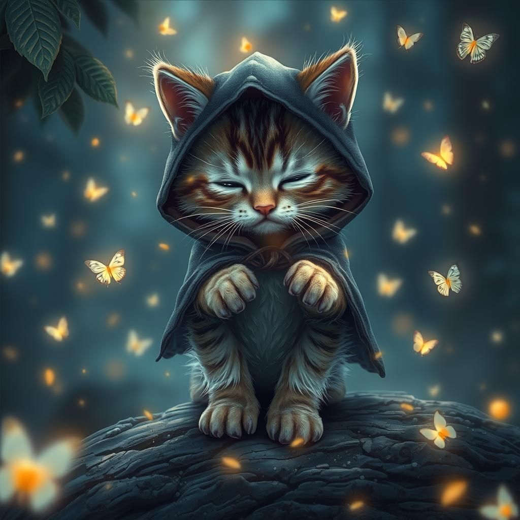 Enchanted Kitten Conjures Magic in Forest